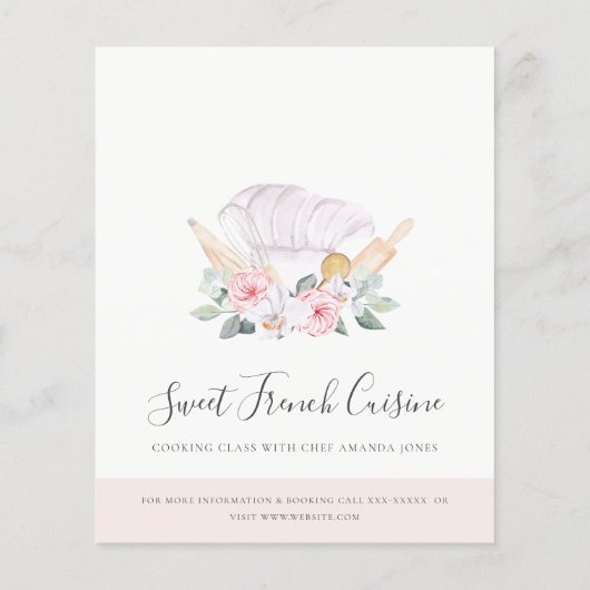 Blush Koch Hat Floral Whisky Bäckerei Kochen Klass Flyer (Hinten)