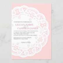 Blush Lace Doily Wedding Einladung