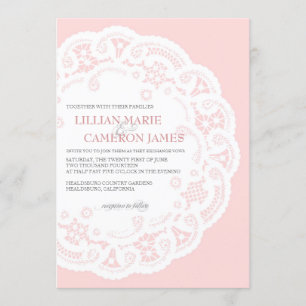 Blush Lace Doily Wedding Einladung
