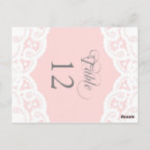 Blush Lace Doily Wedding Tischnummer Table Cards (Rückseite)