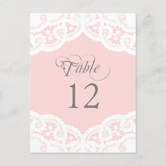 Blush Lace Doily Wedding Tischnummer Table Cards (Vorderseite)