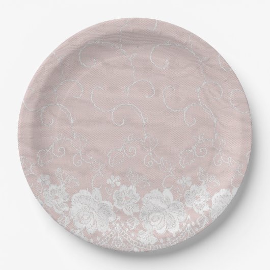 Blush Lace Floral Pappteller (Vorderseite)