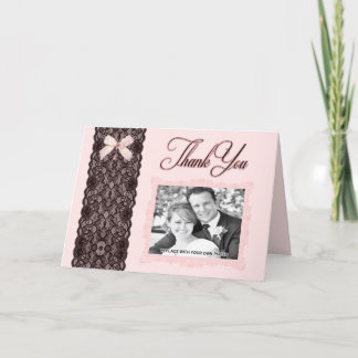 Blush Lace Wedding Thank You Card Dankeskarte