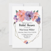 Blush Lavendel Blue Gold Frame Einladung (Vorderseite)