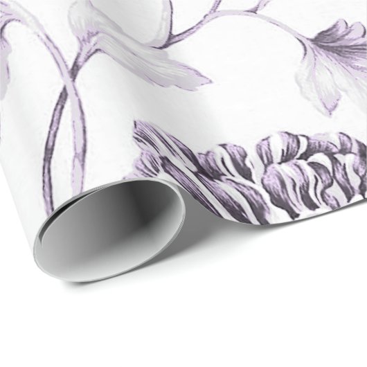 Blush Lavendel Vintag Botanischer Blumentoil Geschenkpapier (Rolleneckpunkt)
