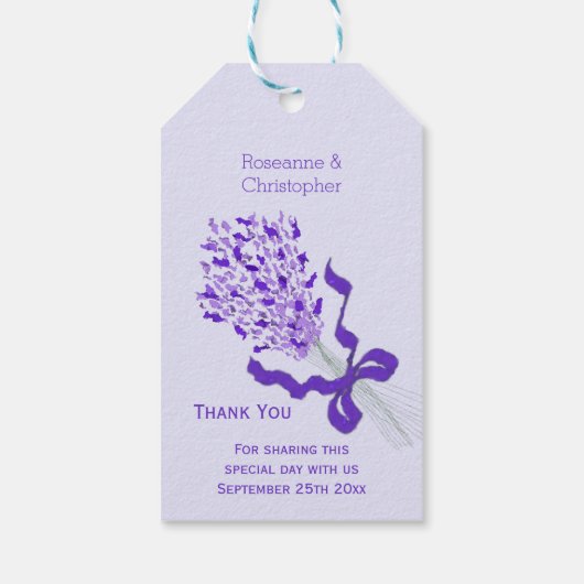 Blush Lavender Design Wedding Geschenkanhänger (Rückseite)