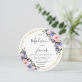 Blush Lavender Floral Wedding Gold Glitzer Circle Einladung (Stehend Vorderseite)