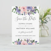 Blush Lavender Floral Wedding Save the Date Card Einladung (Stehend Vorderseite)