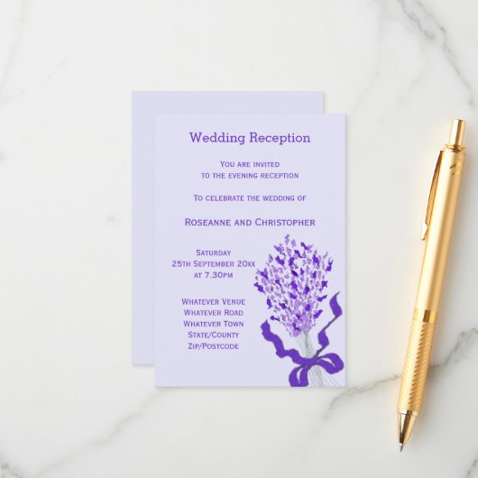 Blush Lavender Hochzeitsempfang Begleitkarte (Vorderseite/Rückseite Beispiel)