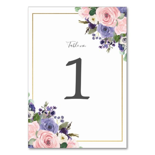 Blush Lavender Lila Blumengrün Hochzeit Tischnummer (Vorderseite)