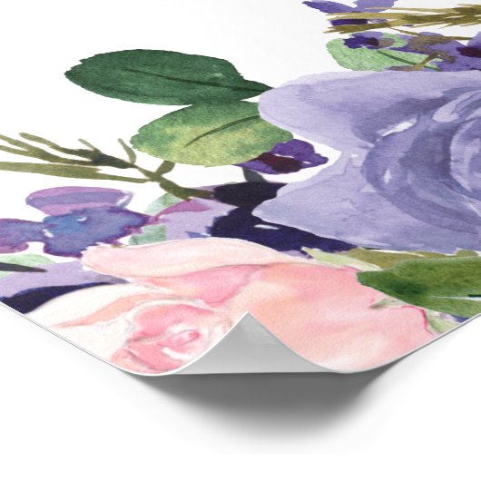 Blush Lavender Lila Blumenzehen Begrüßungszeichen Poster (Ecke)