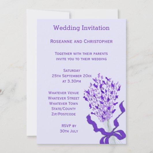 Blush Lavender Wedding Einladung (Vorderseite)
