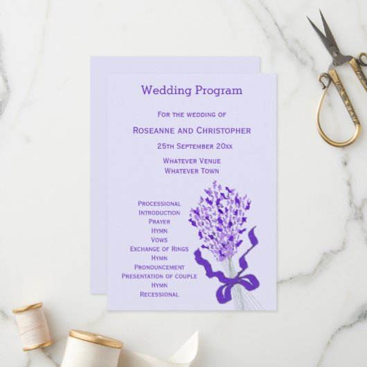 Blush Lavender Wedding Programm (Vorderseite/Rückseite Beispiel)