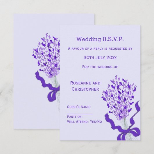 Blush Lavender Wedding RSVP Karte (Vorne/Hinten)