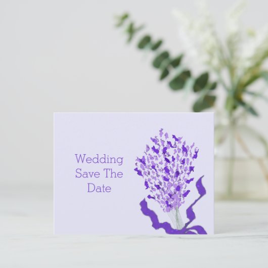 Blush Lavender Wedding speichern das Datum Ankündigungspostkarte (Stehend Vorderseite)