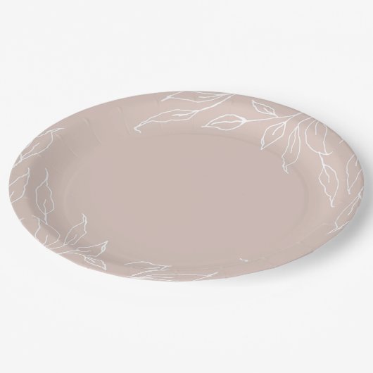 Blush Leaf Motif Erntedank Party Pappteller (Schrägansicht)