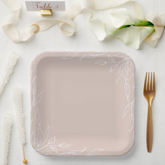 Blush Leaf Motif Erntedank Party Pappteller (Hochzeit)