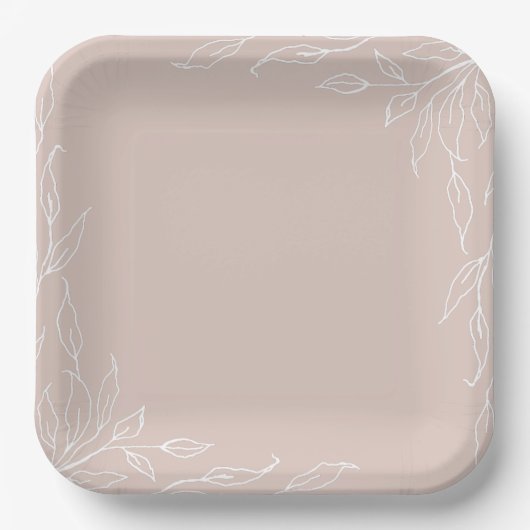 Blush Leaf Motif Erntedank Party Pappteller (Vorderseite)