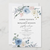 Blush Light Blue Beach Tropical Floral Wedding Einladung (Vorderseite)
