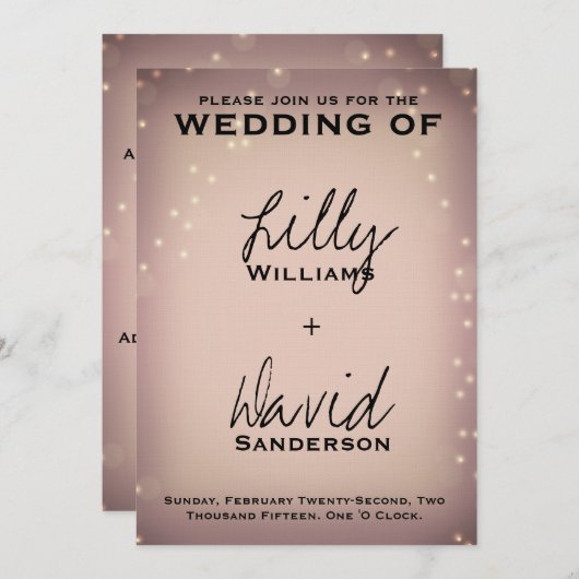 Blush Light - Einladung für Hochzeiten (Vorne/Hinten)