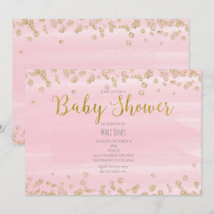 Blush Light Pink & Gold Baby Dusche Einladungen
