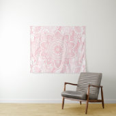 Blush Light Pink Mandala mit floralem Muster Wandteppich (Beispiel (Horizontal))
