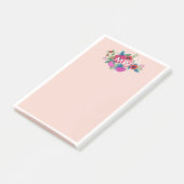 Blush Lila Boho Florals White Monogram Post-it Klebezettel (angewinkelt)