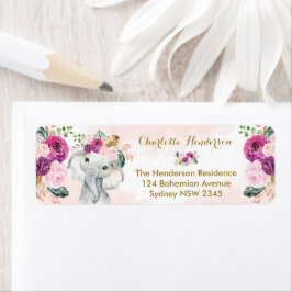 Blush Lila Floral Elephant Boho Baby Girl