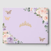 Blush Lila Lilac Floral Gold Quinceañera XV Gästebuch (Rückseite)