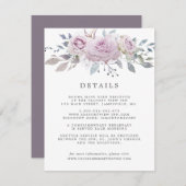 Blush Lila Rose Blumenstrauß Gastdetails Begleitkarte (Vorne/Hinten)