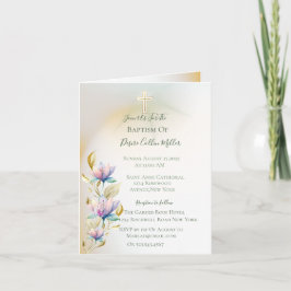 Blush & Lilac Bloral, Gold Cross Taufen Einladung