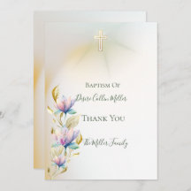 Blush & Lilac Bloral, Gold Cross Taufen Einladung