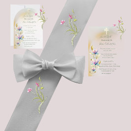 Blush & Lilac Bloral, Gold Cross Taufen Einladung