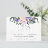 Blush Lilac Floral Wedding Meal Choice RSVP Karte (Stehend Vorderseite)