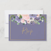 Blush Lilac Floral Wedding Meal Choice RSVP Karte (Rückseite)