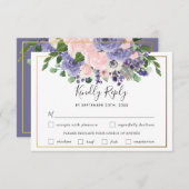 Blush Lilac Floral Wedding Meal Choice RSVP Karte (Vorne/Hinten)