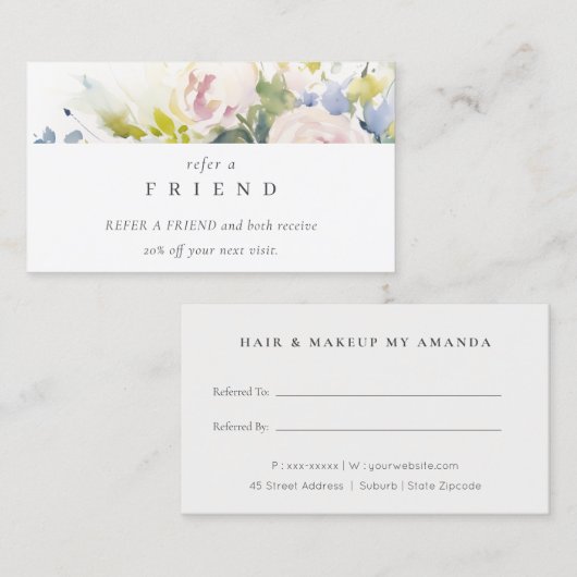 Blush Lilac Rose Blumenstrauß Visitenkarte (Vorne/Hinten)