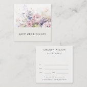 Blush Lilac Rose Flora Geschenkgutschein Quadratische Visitenkarte (Vorne/Hinten)