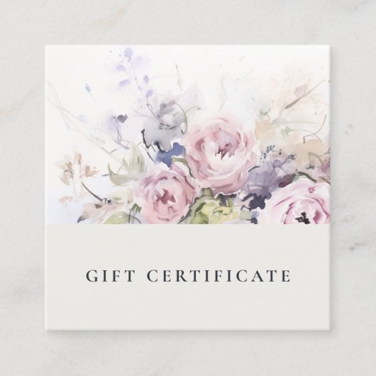 Blush Lilac Rose Flora Geschenkgutschein Quadratische Visitenkarte (Vorderseite)