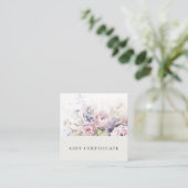 Blush Lilac Rose Flora Geschenkgutschein Quadratische Visitenkarte (Stehend Vorderseite)