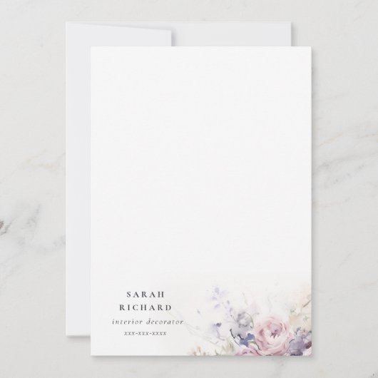 Blush Lilac Wasserfarbe Rose Blumenstrauß Business Mitteilungskarte (Vorderseite)