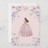 Blush Lilac Weiß Blumenkleid Quinceañera XV 16 Einladung (Rückseite)