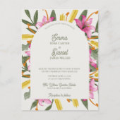 Blush Lily Arched Botanical Floral Wedding Einladungspostkarte (Vorderseite)