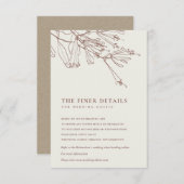 BLUSH LINE ZEICHNEND WEDINGDETAIL DER BLUSH-FLORAL BEGLEITKARTE (Vorne/Hinten)