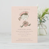 Blush Litor Nautical Baby Dusche laden ein Dankeskarte (Stehend Vorderseite)