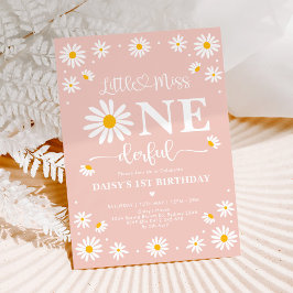 Blush Little Miss ONEderful Daisy Blume Geburtstag Einladung
