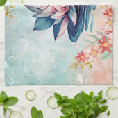 Blush Lotus Harmony – Sanftes florales Design Geschirrtuch (Gefaltet)