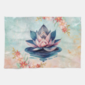 Blush Lotus Harmony – Sanftes florales Design Geschirrtuch (Horizontal)