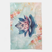 Blush Lotus Harmony – Sanftes florales Design Geschirrtuch (Vertikal)