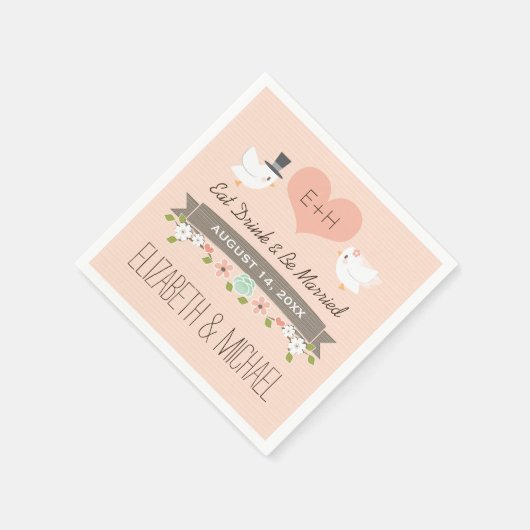 Blush Love Bird Dove Wedding Serviette (Ecke)